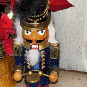 CHRISTMAS NUTCRACKER SOLDIER 17" DRUMMER DRESSED IN BLUE SEQUENED JACKET